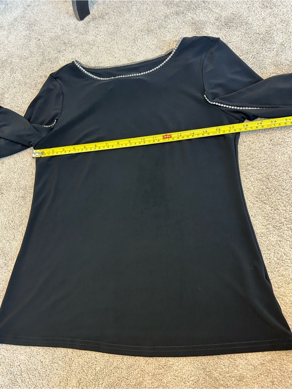 Elegant Black Rhinestone-Trim Evening Top - Picture 8 of 13